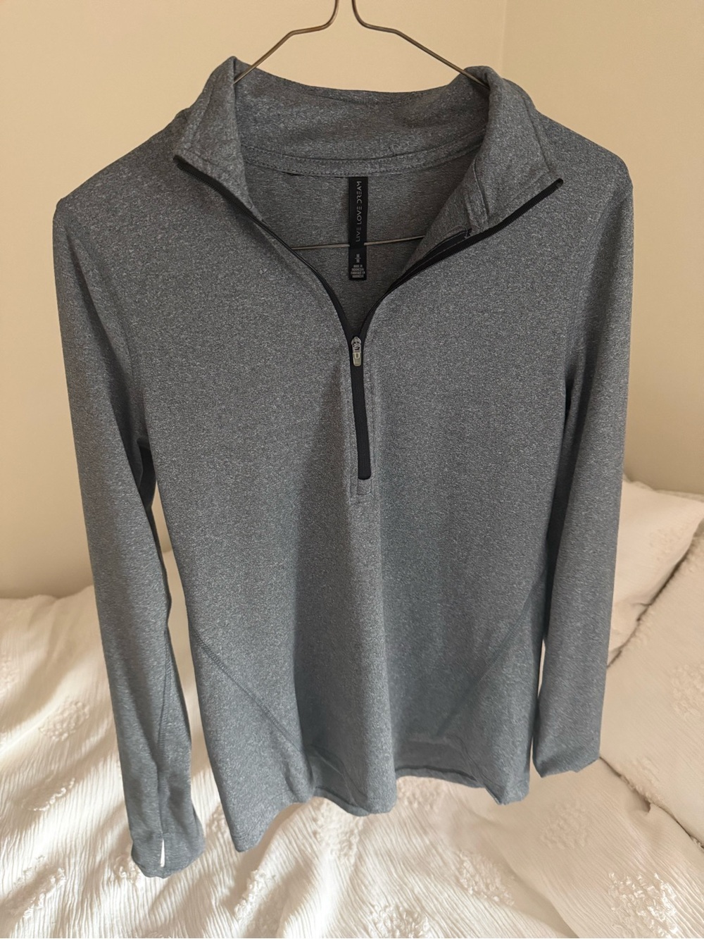 Aeropostale Women's Heather Gray Long-Sleeve Quarter-Zip Top